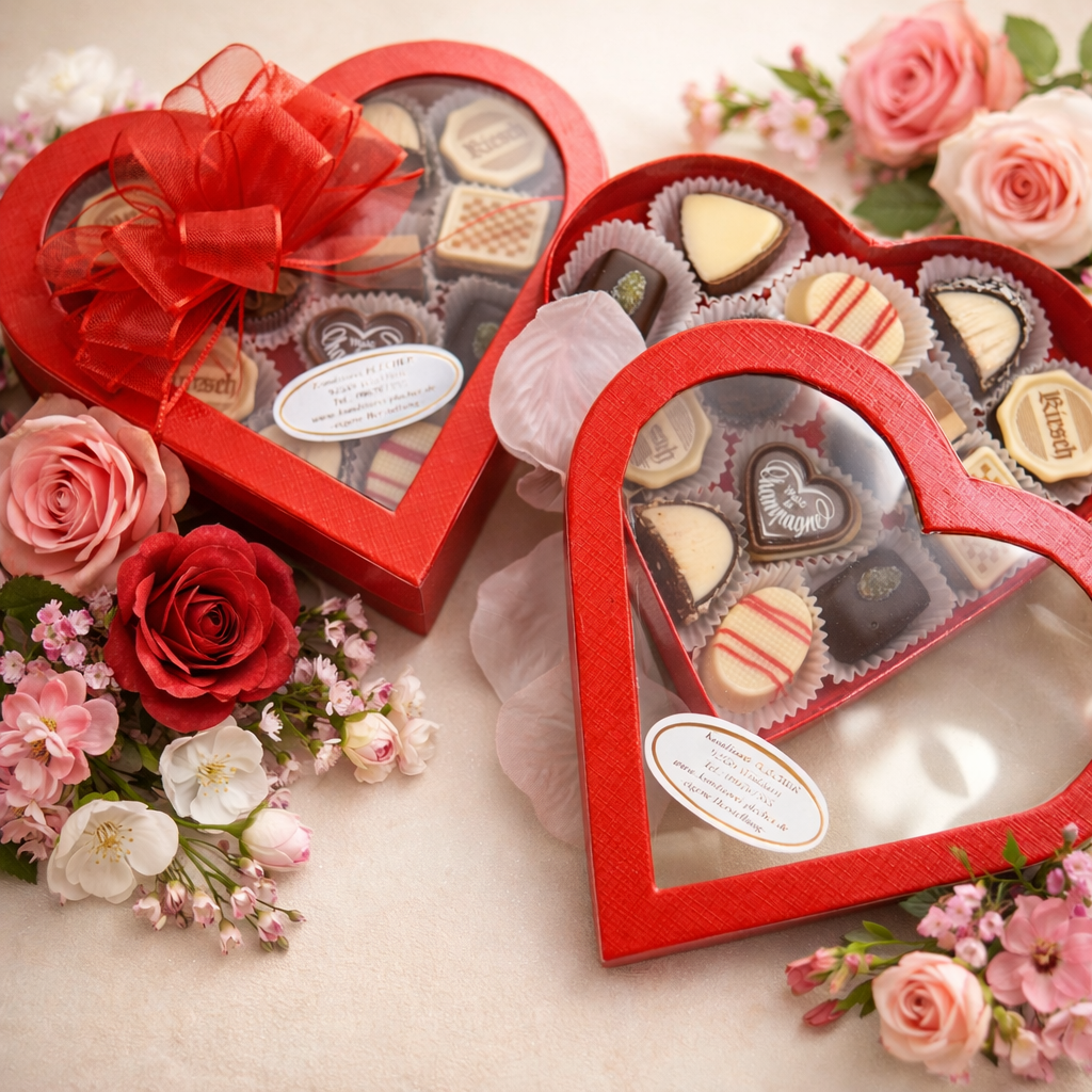 Feinste Pralinen in Herzverpackung groß - 13 Pralinen